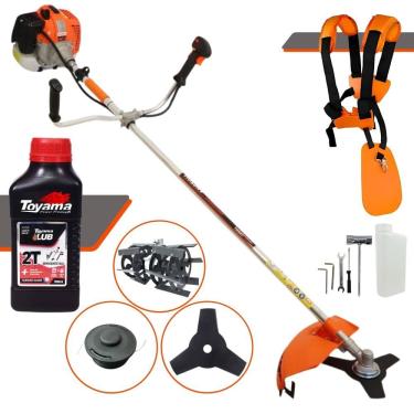 Imagem de Roçadeira Lateral Vulcan VR620H À Gasolina 62cc 3HP de Potência 12.500rpm Completo Com Carretel + Lâmina 3 Pontas + Enxada Rotativa + ÓLEO TOYAMA 2T