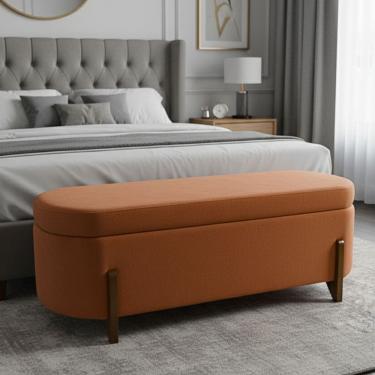 Imagem de Banco Baú Organizador Estofado Orgânico Milão Peseira 1,40 Bouclê Terracota - Montanari`s Decor