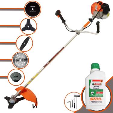 Imagem de Roçadeira Multifunções Vulcan VR620H 62cc 2T 3HP 12.500rpm Com Carretel e Faca 3 Pontas + Faca 2 Pontas, Faca 40 Dentes, Faca 80 Dentes + ÓLEO STIHL