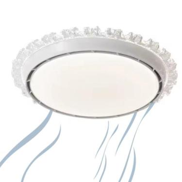 Imagem de Luminaria Ventilador Sem Helice Lustre Cristal 3 Tons 6 Niveis Silenci