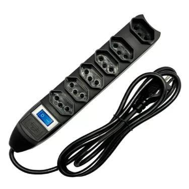 Imagem de Filtro De Linha Régua Extensão Com 6 Tomadas 2P+T Com Cabo 1.5 Mts Preto