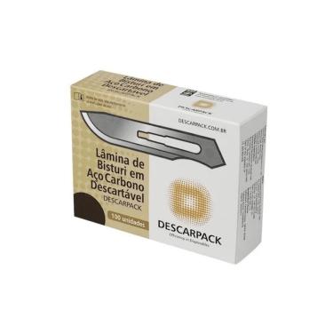 Imagem de Descarpack Lâmina de Bisturi em Aço Carbono Descartável Tamanho 23 com 100un