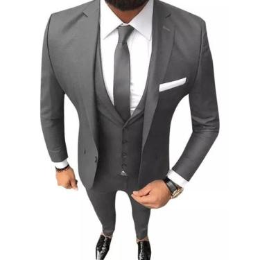 Imagem de Ternos Slim Masculino Oxford Paletó e Calça - LS TERNOS, Cinza, Paletó