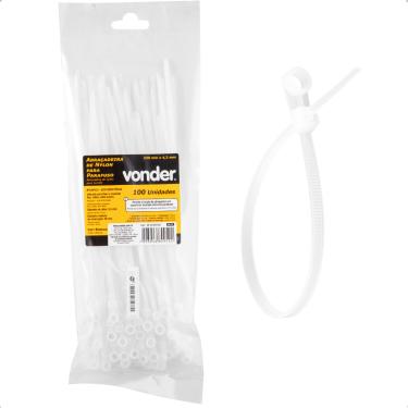 Imagem de Abraçadeira Nylon Parafusos 220 x 4,3 mm Branca 100 Peças Vonder