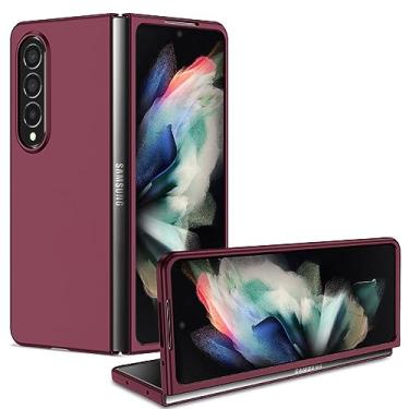 Imagem de Capa de telefone para Samsung Galaxy Z Fold 5 Capa traseira fosca simples de cor sólida Z Fold 4 3 21 Proteção de PC rígida ultrafina, vinho tinto, para Z Fold 1