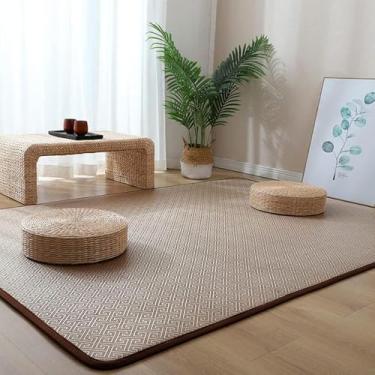 Imagem de Tapete De Piso Tatami Japonês De Rattan Natural - Tapete De Área Respirável Antiderrapante Para Sala De Estar & Quarto - Tapete De Dormir De Verão Dobrável & Tape, F, 120x180cm(47x71inch)