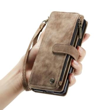 Imagem de Carteira de bolso para cartão Bolsa de telefone Capa de couro para Samsung Galaxy Z Fold 4 5G Fold4 Fold 3 Fold3 S23 Ultra S22 Plus S21 FE, marrom, para Galaxy S21 plus