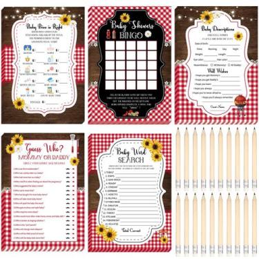 Imagem de Conjunto de jogos para chá de bebê Tinder 145 unidades com 20 lápis es