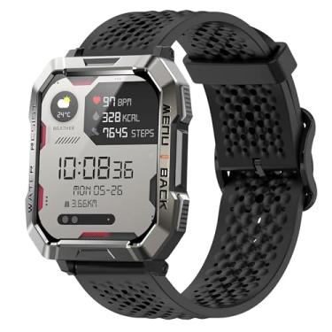 Imagem de Lamshaw Compatível com pulseiras Blackview para Smart Watch, pulseira de silicone esportiva de 22 mm com fivela de metal compatível com IOWODO W60, compatível com Blackview W60 Smart Watch (preta,