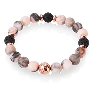 Imagem de ARCUAT Pulseira De Jaspe Zebra Rosa Rocha Vulcânica, Pulseiras Relaxamento Para Ioga E Alívio Do Estresse, Espiritual Cura Com Pedra Cristal Natural, Ajustável Antiansiedade Humor Feliz Mulheres, Pr