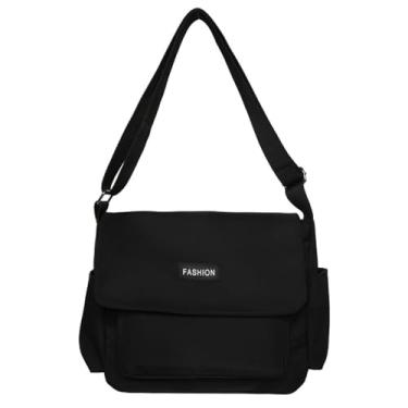 Imagem de Bolsa mensageiro ajustável, portátil, grande capacidade, ombro único, preta