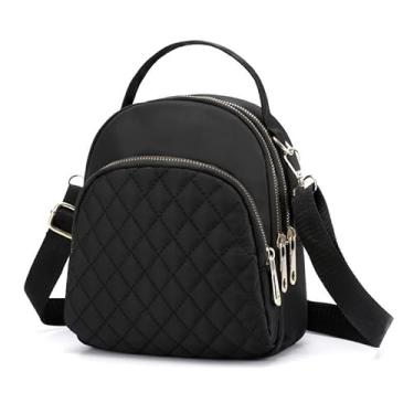 Imagem de Mochila feminina pequena acolchoada mini mochila para mulheres moderna, Preto