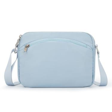 Imagem de Bolsas transversais pequenas para mulheres, bolsas de viagem, antirroubo, bolsa tiracolo masculina, mini bolsa de ombro, bolsas para telefone, Azul claro, Bolsa transversal ajustável
