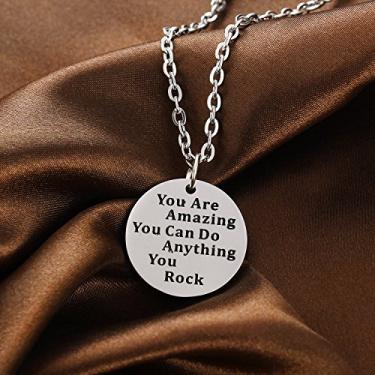 Imagem de Colar inspirador You Are Amazing Gifts para membros da família, presente de aniversário para mãe, amigas, irmãs,, Medium, Aço inoxidável, Cristal