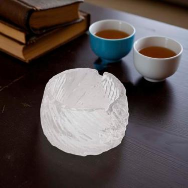 Imagem de Generic 1 peça cinzeiro padrão de listras diagonais vidro transparente 8,9 x 8,9 x 5,5 cm