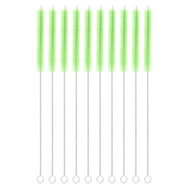 Imagem de 10 escovas de limpeza de canudo, cerdas de nylon de 25,4 cm x 2/20.3 cm, limpador de cachimbo para lavagem de canudos, copo de bico, garrafa e tubo (verde)