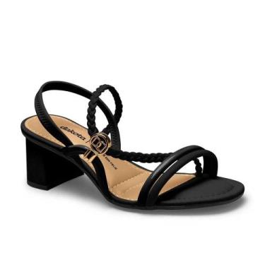 Imagem de Sandália Feminina Dakota Salto Blocado Tiras Cruzadas, Preto, 37