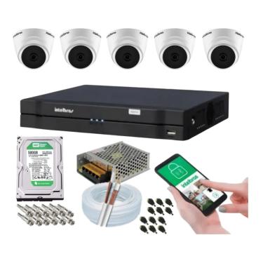 Imagem de Kit 5 Câmeras Dome 1120d Dvr Intelbras 8 Canais Com Hd