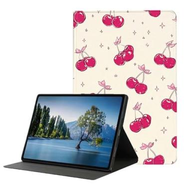 Imagem de DHEEBFWE Capa para iPad Air 3 de 10,5 polegadas 2019/iPad Pro 10,5 polegadas 2017, capa fina de couro PU com suporte ajustável, despertar/hibernar automaticamente, laços de cereja
