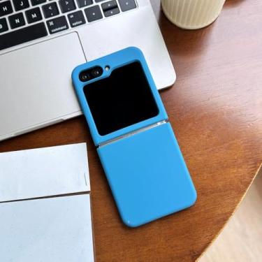 Imagem de Capa de silicone líquido fluorescente neon para Samsung Galaxy Z Flip 6 5, Z Flip6 ZFlip5, capa fosca à prova de choque, azul, para Samsung Galaxy Z Flip 6