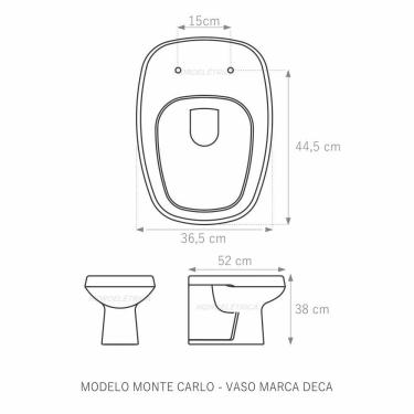 Imagem de Assento Sanitário Monte Carlo Mogno Tampa Para Vaso Deca Mdf