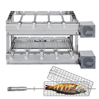 Imagem de Churrasqueira Gira Grill DUPLA 100% Inox - Artinox Grill - 9 Espetos Giratórios + Grelha Giratória Frango/Peixe, motor Direito