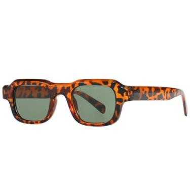 Imagem de Óculos de sol clássicos com armação quadrada pequena, femininos e masculinos, retrô, luxuosos, para dirigir ao ar livre, moda festa, UV400 (verde leopardo)