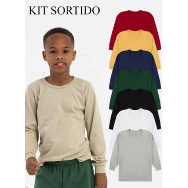Imagem de Kit 3 Camisetas Básica Manga Longa Menino e Menina - Brilha Kids, 8
