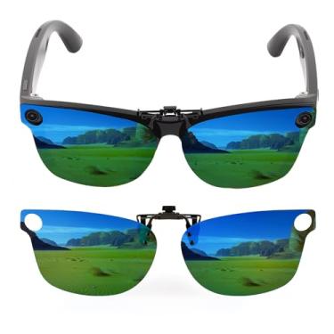 Imagem de HCHRVR Clipe polarizado compatível com óculos inteligentes Ray-Ban Meta Wayfarer (RW4006 tamanho M padrão 50-22) Clipe de mudança de cor para óculos inteligentes (azul, tamanho M azul)