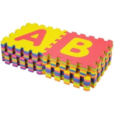 Imagem de Kit 10 Tapetes Tatames 30 x 30 Coloridos Eva Bebe Números e Alfabeto Letras Emborrachado De Encaixe Infantil