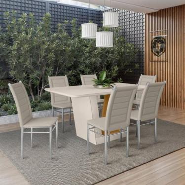 Imagem de Mesa Viena 160x90cm Tampo Mdf e Vidro com 6 Cadeiras Tokio - Art Panta