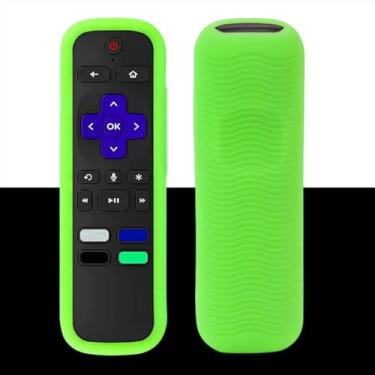 Imagem de Capa para controle remoto compatível com controle remoto Roku TV/Roku Express/Streaming Stick/Premiere, capa de silicone universal para controle remoto Roku Voice com cordão - Rosa brilhante