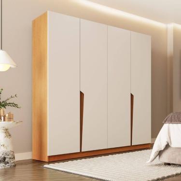 Imagem de Guarda Roupa Roupeiro 4 Portas 4 Gavetas Porto Freijó Creme Politorno Móveis