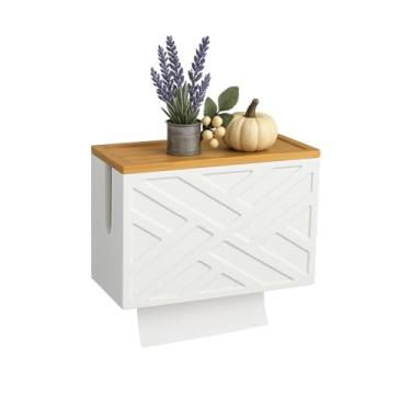 Imagem de Dispensador de toalha de papel para bancada e suporte de parede, suporte de toalha de papel decorativo de bambu, suporte de parede, multidobra, dobra C, dispensador de guardanapos dobrável em Z para