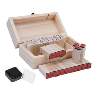 Imagem de Colaxi Conjunto de 36 Carimbos de Madeira com Letras do Alfabeto (Números de a a Z) em Caixa de Madeira para Artesanato Infantil e Diários de Criatividade