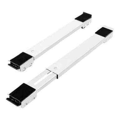 Imagem de Suporte Ajustável com Rodas para Eletrodomésticos, Base Móvel Branca com Rodinhas, Capacidade 200kg, para Geladeira e Fogão