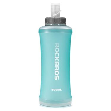 Imagem de ROCKBROS Frasco macio de 500 ml, garrafa de água corrente com válvula de mordida de viagem, design de bebida para acampamento, caminhada, ciclismo, leve, à prova de vazamento, dobrável, portátil