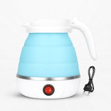 Imagem de Jarra Chaleira Elétrica Dobrável Portátil 220V – Silicone Retrátil Compacta para Viagens, Camping e Uso Doméstico – 600ml – Resistente ao Calor (Azul)