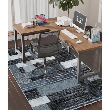 Imagem de chakme Tapete de cadeira de escritório para piso de madeira, 152 x 114 cm, protetor de mesa de computador fácil de deslizar para cadeira de rodinhas embaixo da mesa, suporte antiderrapante, lavar à