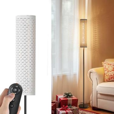 Imagem de VOUTOORO Luminárias De Piso Modernas Industriais Para Sala De Estar, Luminárias Altas De Pé Com Regulagem De Intensidade, Controle Remoto, Temperatura De Cor E Brilho Personalizados, Abajur De Tecid