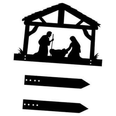 Imagem de BLWOTMOR Placa de Jardim com Silhueta de Presépio, Fácil de Usar, com Estacas, Decoração Natalina para Pátio, Festa E Quintal, Style B, Tamanho real