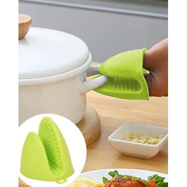 Imagem de Clipes de mão de silicone resistentes ao calor antiderrapantes anti-escaldantes, luvas de forno de silicone espesso, clipes de mão isolados adequados para pratos quentes microondas cozinha utensílios