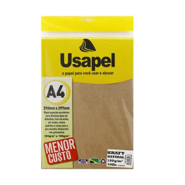 Imagem de Papel Usapel A4 Kraft 180g com 50 Folhas Natural