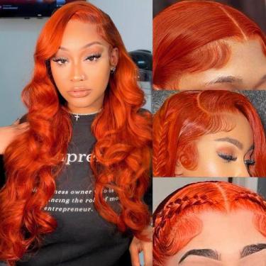 Imagem de Perucas frontais de renda Cloudeer Ginger Human Hair Body Wave 24"