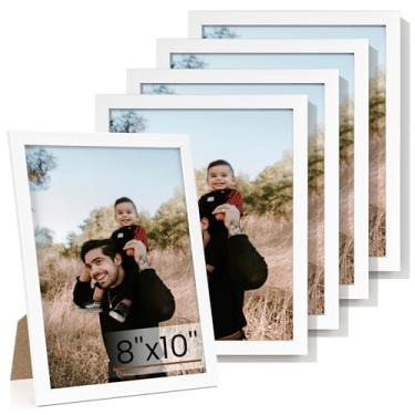 Imagem de Heimlove Conjunto de 5 porta-retratos 20,3 x 25,4 cm, molduras brancas 20,3 x 25,4 cm, colagem de parede ou mesa para galeria de parede de 20,3 x 25,4 cm, suporte de parede ou exibição de mesa para