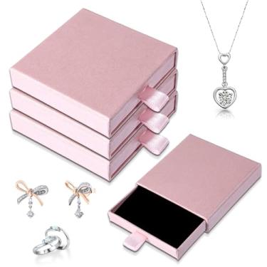 Imagem de Bremorou Caixas de presente quadradas, pacote com 4, caixa de joias para mulheres, caixa de joias de papelão com tampas, pequenas caixas de joias com tampas, para anéis, colares, pulseiras, brincos