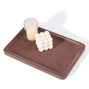 Imagem de Karibiber Bandeja de banheiro de mármore, bandeja de banheiro de arenito de 30 cm para bancada, organizador decorativo de cômoda, perfume, suporte de joias, pedra marrom para armazenamento de pia de