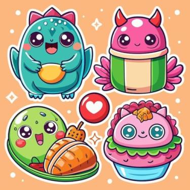 Imagem de Adesivo Infantil Kawai Decorativo para Quarto e Cadernos com Personagens Carinhosos 50x50cm