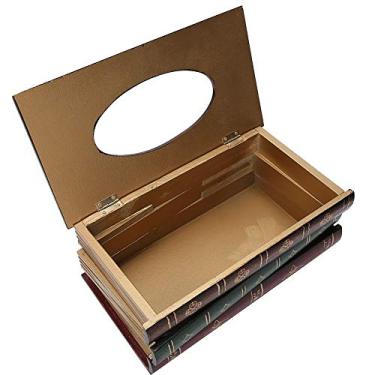 Imagem de KIMISS Caixa de Tecido Em Forma de Livro de Madeira Retrô-decoração e Armazenamento Exclusivos para Casa, Suporte de Guardanapo Estilo Antigo para Ornamentos de Escritório e Sala de Estar