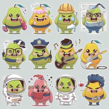 Imagem de Adesivo Infantil Decorativo Fofo com Emojis e Animais para Quarto e Cadernos - Modelo 1229301 30x30cm